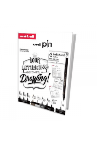 Uni Pin set markera (gift set 8kom) lettering s tutorijalom + tehnička olovka M5-228 (0,5) u kutiji - slika proizvoda