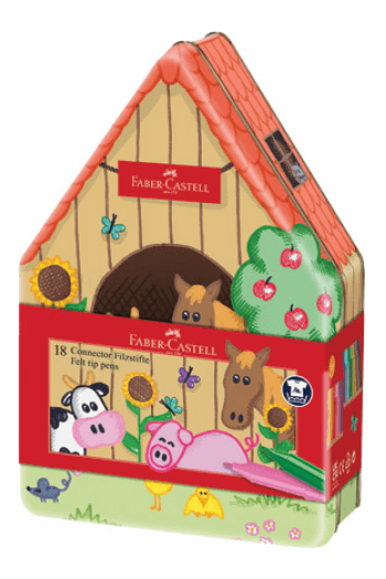 Flomaster školski 18boja u metalnoj kutiji Connector Farma Faber Castell 155539 - slika proizvoda