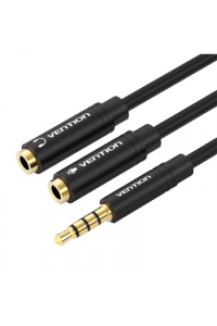 Audio Razdjelnik 3.5 Mm Muški Na 2*3.5 Mm Ženski Vention Bbvby 0.3 M Crni