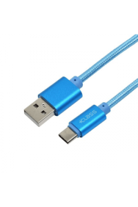 USB kabel +class tip c, USB na tip c, 1m 2,1A pleteni plavi