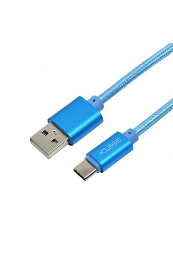 USB kabel +class tip c, USB na tip c, 1m 2,1A pleteni plavi - slika proizvoda