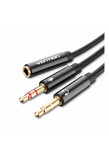 Adapter Audio 3.5 mm ženski na 2*3.5mm muški spliter Vention 0.3 mm BBTBY Crni - slika proizvoda