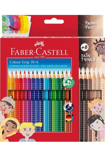 Boje drvene 18boja Grip 2001+6boja drvenih Grip Skin tons Faber Castell 112819 blister - slika proizvoda