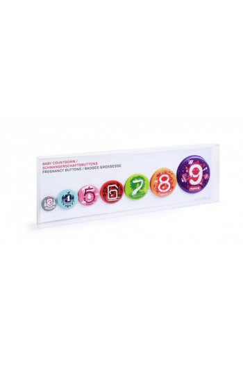 Baby Countdown - 7 buttons to pin on for pregnancy various sizes in set - slika proizvoda