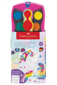 Boja vodena fi 24mm 12boja+glitter Connector Unicorn Faber Castell 125002 roza kutija - slika proizvoda