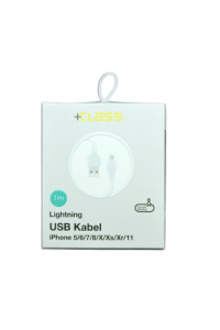 USB kabel + Class za Apple iphone 5/6/7/8/X/XS/XR/11 HQ 1m bijeli - slika proizvoda