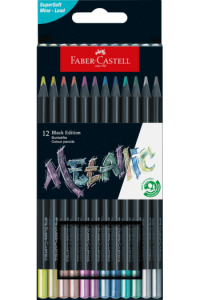 Boje drvene 12boja trokutaste Black Edition Metallic Faber Castell 116415