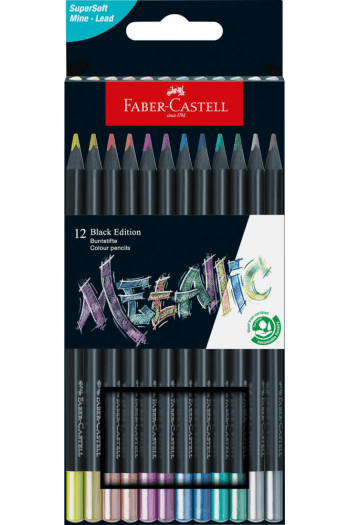 Boje drvene 12boja trokutaste Black Edition Metallic Faber Castell 116415 - slika proizvoda