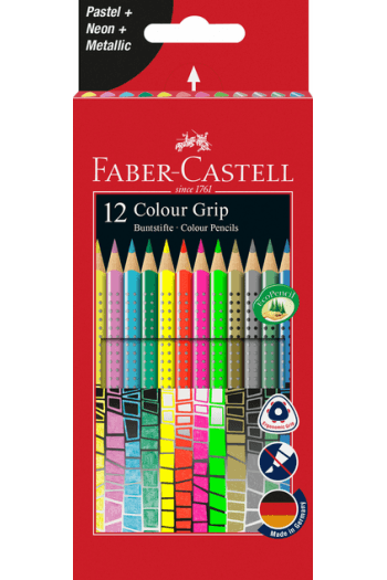 Boje drvene  12boja Grip 2001(neon+metalik+pastel) Faber Castell 201569 blister ~ 1/5 - slika proizvoda