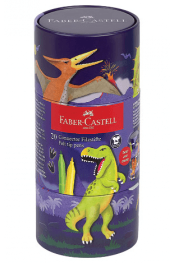 Flomaster školski 20boja u metalnoj kutiji Connector T-Rex Faber Castell 155546 - slika proizvoda