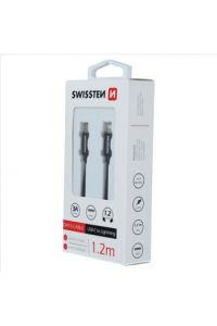 Swissten Kabel Usb-C/Lightning, Platneni, 1.2M, Crni - slika proizvoda
