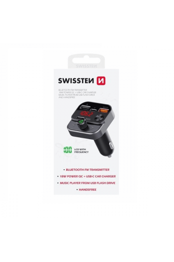 Swissten Fm Transmiter, 2Xusb Punjač, Bt, Handsfree, 12V, Crni 20114030 - slika proizvoda