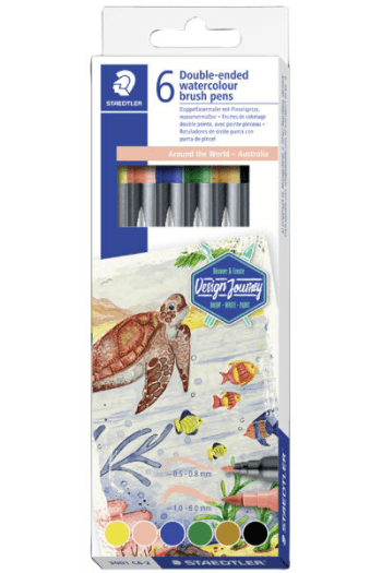 Flomaster 6 boja obostrani akvarel Australia Design Journey Staedtler - slika proizvoda