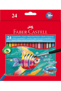Boje drvene-vodene  24boje+kist Aquarell Faber Castell 114425 blister ~ 1/6 - slika proizvoda