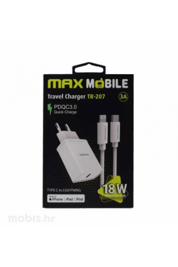 Maxmobile kućni adapter Q.C 3.0 Quick Charge USB TR207 3A bijeli - slika proizvoda