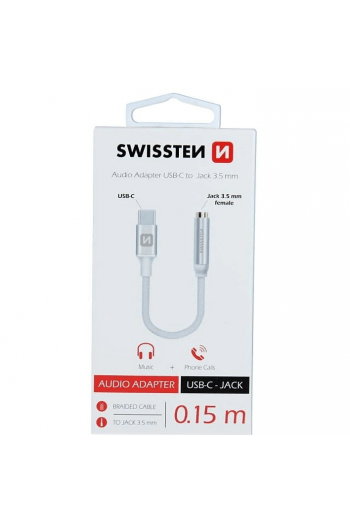 Swissten Kabel Audio, Stereo, Usb-C Na Audio 3.5Mm Ženski, 15Cm, Bijeli - slika proizvoda