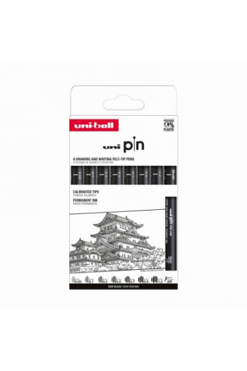 Marker Uni pin set 0.03,0.1,0.3,0.5,0.7,0.9,1.2,BR mm crni Classic 8,1 - slika proizvoda