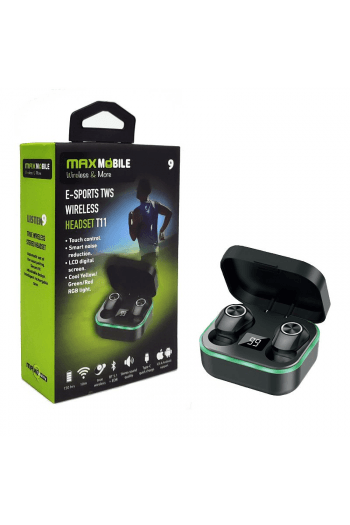 Maxmobile slušalice  bluetooth TWS E-sport T11 RGB black - slika proizvoda