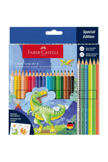 Boje drvene 18boja Grip 2001+6boja drvenih metallic i neon  T-Rex Faber Castell 201546 - slika proizvoda