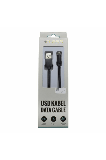 USB kabel + Class iphone 6/7/8/X/XS/XR/11 pleteni 1 m crni - slika proizvoda