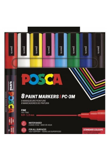 Uni pak marker Posca pc-3m sortirane boje 8/1 plastic free pakiranje - slika proizvoda