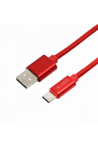 USB kabel +class tip c, USB na tip c, 1m 2,1A pleteni crveni