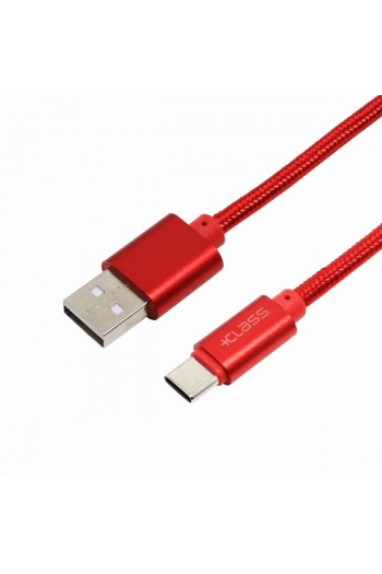 USB kabel +class tip c, USB na tip c, 1m 2,1A pleteni crveni - slika proizvoda