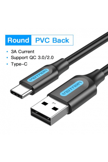 Tip C kabel muški na USB-A muški Vention 1 m COKBF PVC Crni - slika proizvoda
