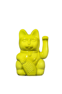 Lucky Cat  waving cat glossy yellow ca. 10,5 x 8,5 x 15 cm plastic no batt.incl.