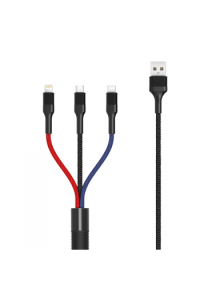 XO - Univerzalni 3u1 USB kabel 3.0A (1.2m) NB54- multicolor - slika proizvoda