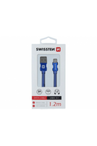 Swissten Kabel Usb/Usb-C, Platneni, 3A, 1.2M, Plavi