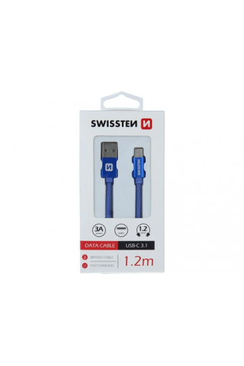 Swissten Kabel Usb/Usb-C, Platneni, 3A, 1.2M, Plavi - slika proizvoda