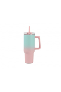 Čaša iTotal sa slamkom 1200ml plavo roza Macaron ID0255