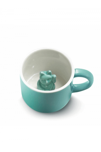 Animal mug Maneki Neko - mug with cat - turquoise - slika proizvoda
