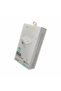 Kućni punjač + Class USB QC 3.0 Fast + USB kabel tip C bijeli - slika proizvoda