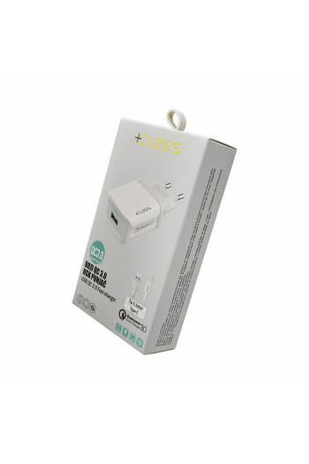 Kućni punjač + Class USB QC 3.0 Fast + USB kabel tip C bijeli - slika proizvoda