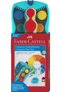 Boja vodena fi 24mm 12boja+bijela tempera Connector Faber Castell 125003 tirkizna kutija ~ 1/20 - slika proizvoda