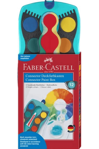 Boja vodena fi 24mm 12boja+bijela tempera Connector Faber Castell 125003 tirkizna kutija ~ 1/20 - slika proizvoda