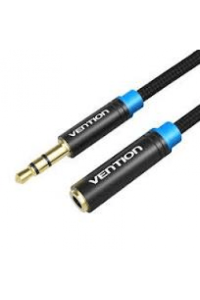 Audio Kabel 3.5 Mm Muški 3.5 Mm Ženski Vention Pleteni Vab-B06-B200-M 2M Crni