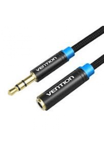 Audio Kabel 3.5 Mm Muški 3.5 Mm Ženski Vention Pleteni Vab-B06-B200-M 2M Crni - slika proizvoda
