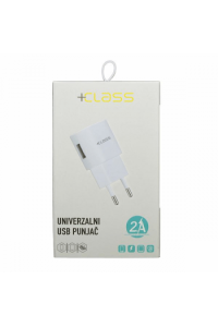 Kućni punjač + Class USB 2.1A + USB kabel mikro bijeli - slika proizvoda