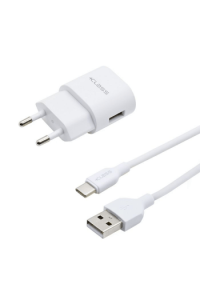 Kućni punjač + Class USB 2.1A + USB kabel tip C bijeli