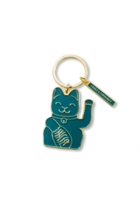 Lucky Cat Key Ring - green 8,5x4x0,2cm