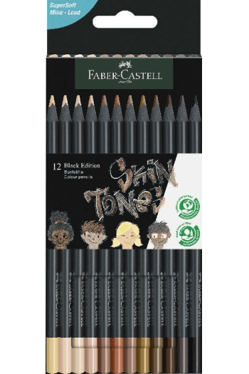 Boje drvene 12boja trokutaste Black edition Skin tones Faber Castell 116414 blister - slika proizvoda