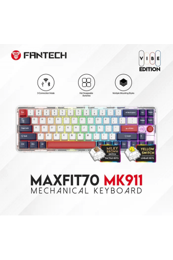 Tipkovnica gaming bežična mehanička Fantech MAX FIT 70 Milky BR. SW. MK911 LT B-P-C - slika proizvoda