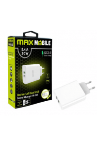 Maxmobile kućni adapter QC 3.0 Quick Charge  dual USBTR-255 5.4A 30W - slika proizvoda