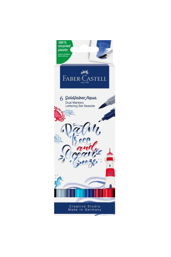 Marker obostrani akvarel 6 boja Lettering Sea Goldfaber Faber Castell 164606 - slika proizvoda