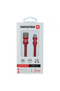 Swissten Kabel Usb/Usb-C, Platneni, 3A, 1.2M, Crveni - slika proizvoda