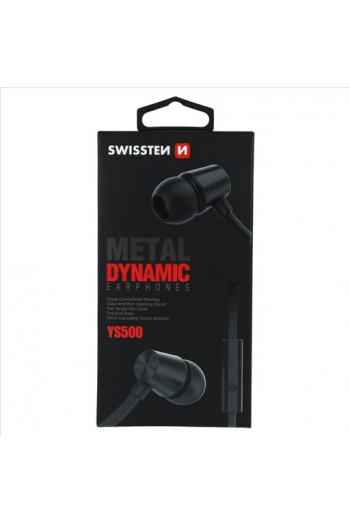 Swissten Slušalice + Mikrofon, In-Ear, Metalne, Crne Dynamic Ys500 - slika proizvoda
