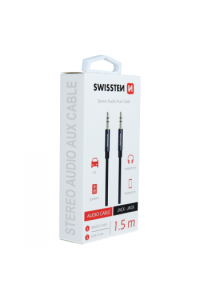 Swissten Kabel Audio Aux, Stereo, Platneni, 3.5Mm-3.5Mm, 1.5M, Crni - slika proizvoda